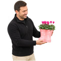Pink Ceramic Polka Dot Wellies with Seasonal Cyclamen – Moss Finish Plants By Post