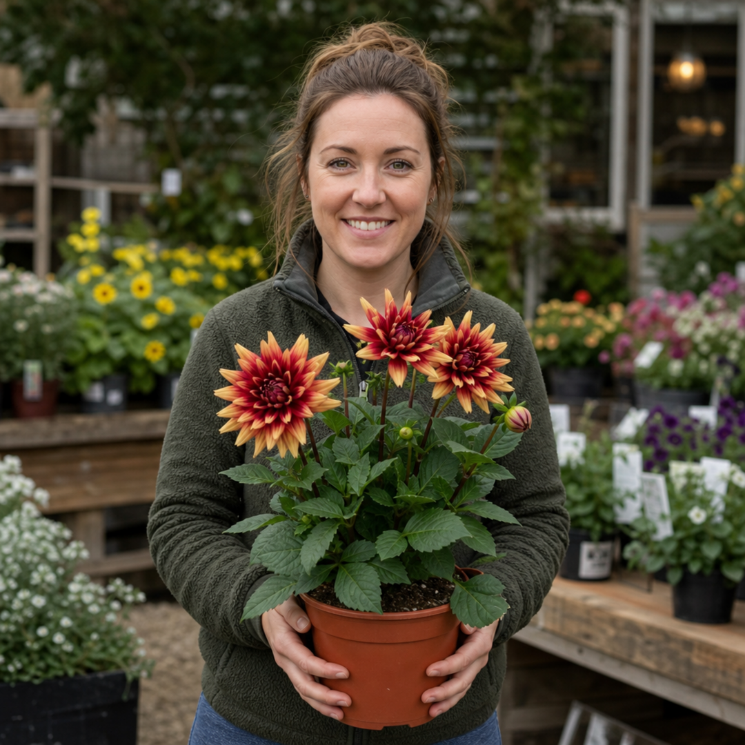 Dahlia Maggiore Fun Fire 3L  Orange & Yellow Dahlia