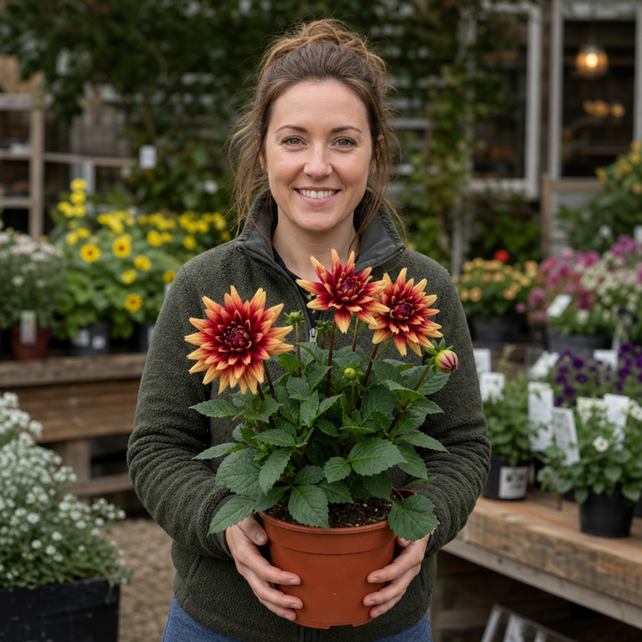 Dahlia Maggiore Fun Fire 3L  Orange & Yellow Dahlia
