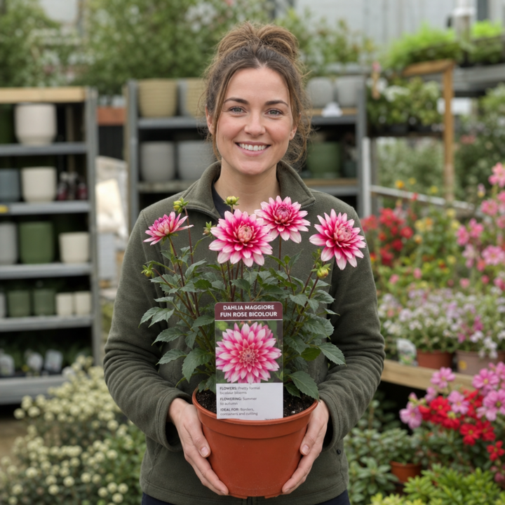 Dahlia Maggiore Fun Rose Bicolour 3L  Pink & White Dahlia