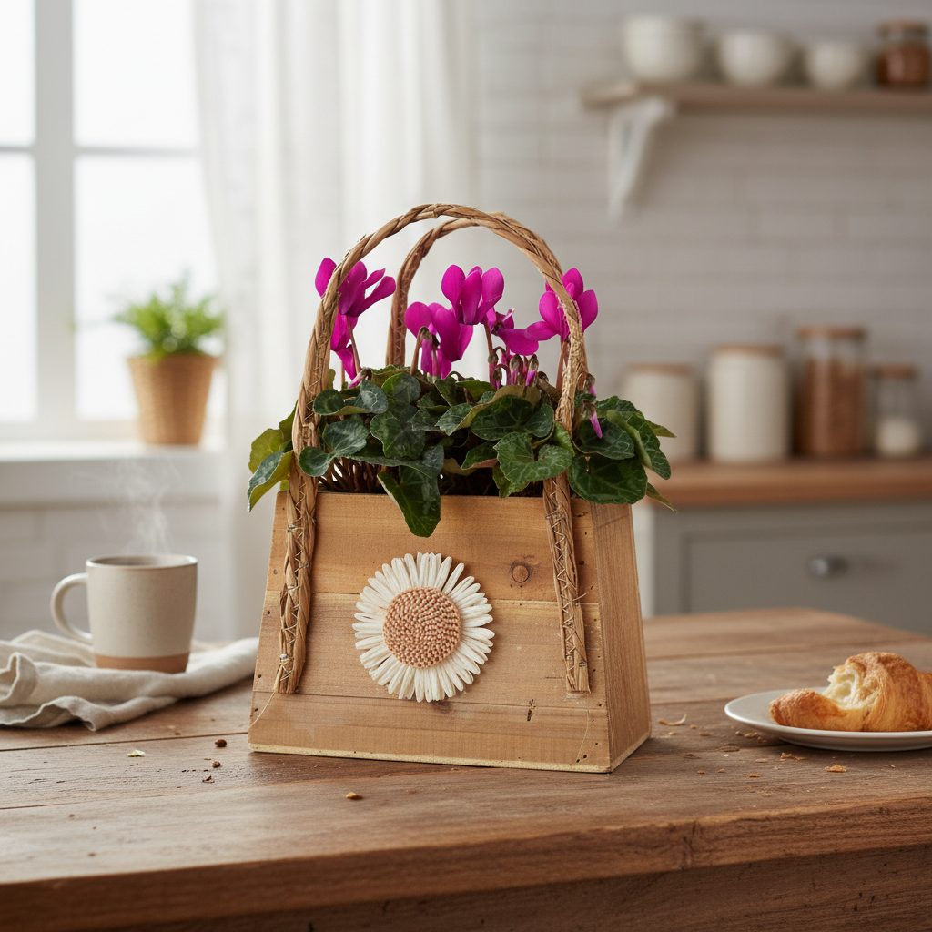Rustic Charm Cyclamen Handbag Planter Plants By Post