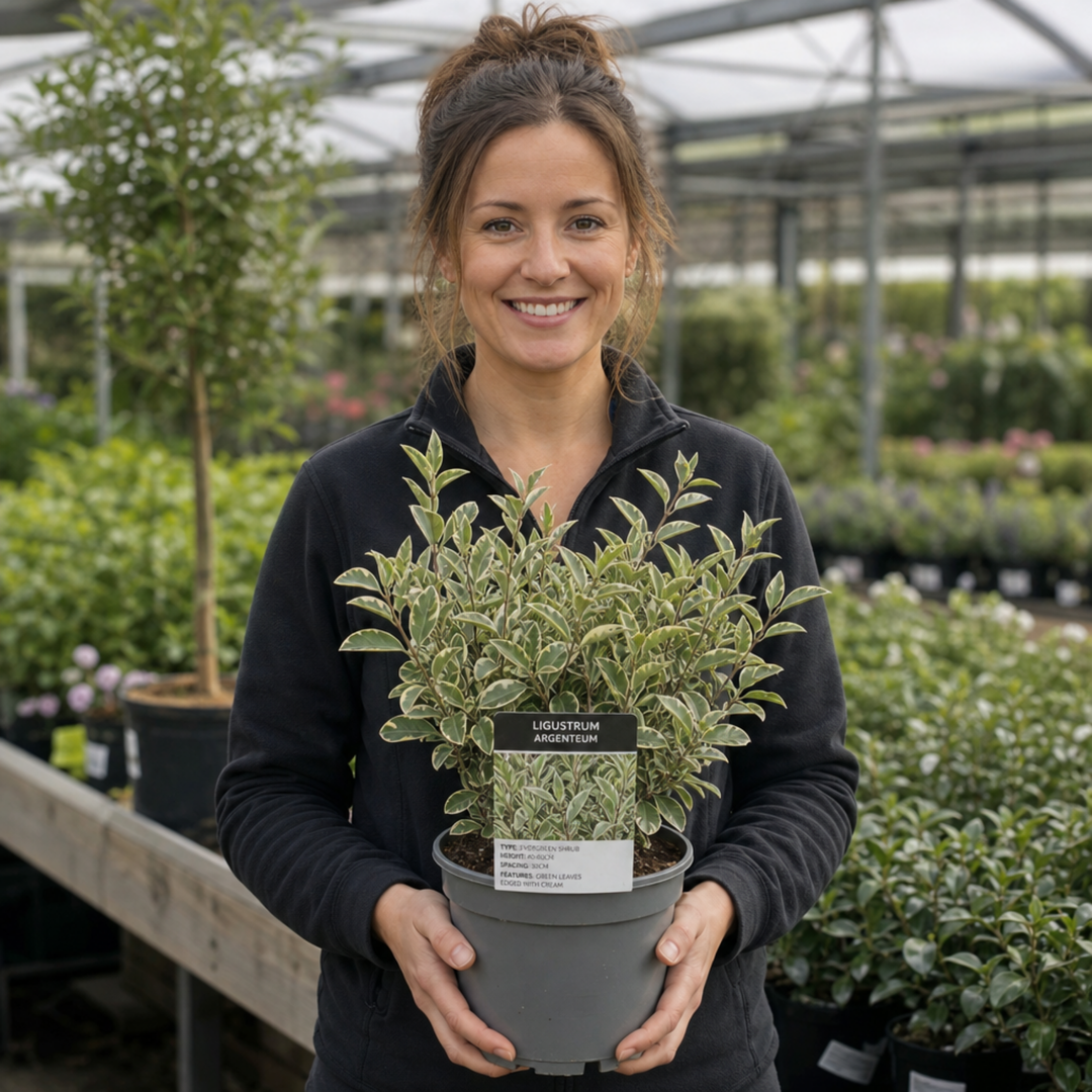Ligustrum japonicum 'Argenteum' Silver Variegated Privet Hedging Plant 2L Pot The Rose Press Garden