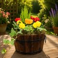 Wooden Seasonal Barrel with Mixed Plants – Moss Finish Planter Plants By Post