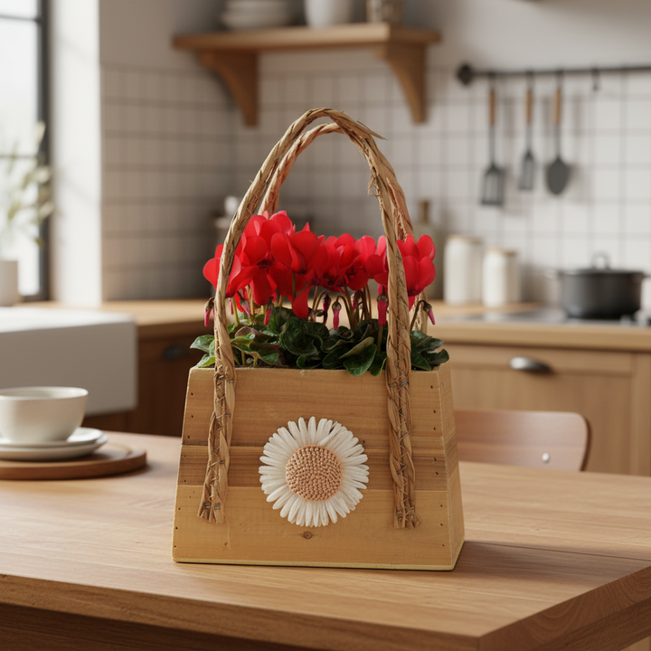 Rustic Charm Cyclamen Handbag Planter Plants By Post