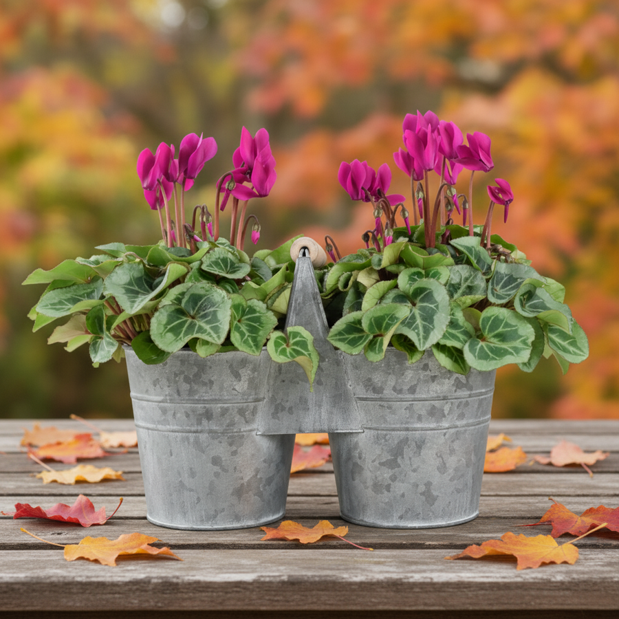 Cyclamen Duo Planter – Vibrant Winter Blooms in Decorative Display Plants By Post