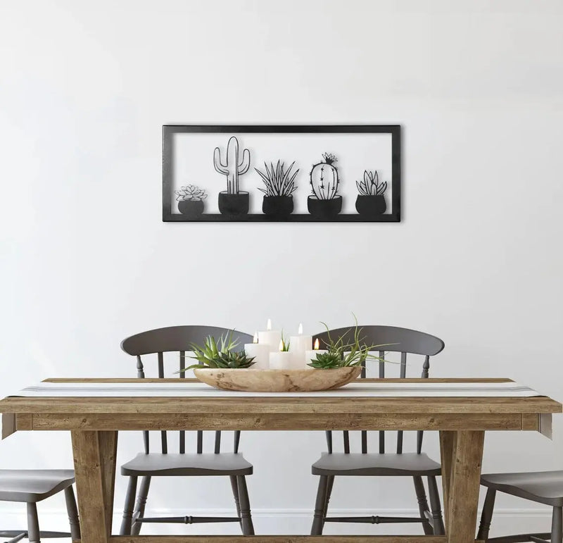 Cacti In Frame Metal Wall art