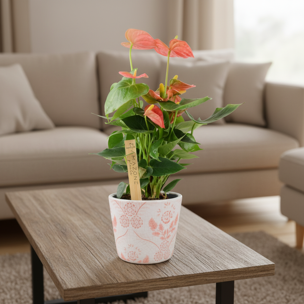 Anthurium Pink Flamingo Flower – Exotic Indoor Plant in 12cm Pot Plants By Post