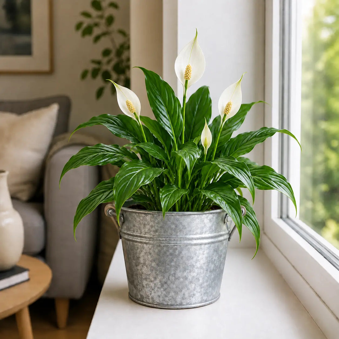 Peace Lily Plant 12cm - Air Purifying Houseplant Elegant Indoor Plant with White Flowers Plants By Post UK