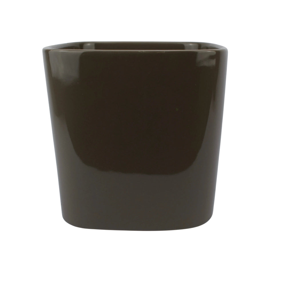Mocha Square Ceramic Plant Pot 16cm | Modern Glazed Planter Plants By Post