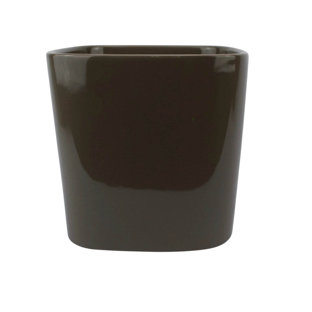 Mocha Square Ceramic Plant Pot 16cm | Modern Glazed Planter Plants By Post