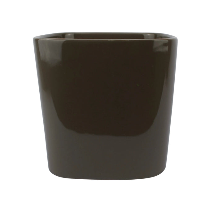 Mocha Square Ceramic Plant Pot 16cm | Modern Glazed Planter Plants By Post