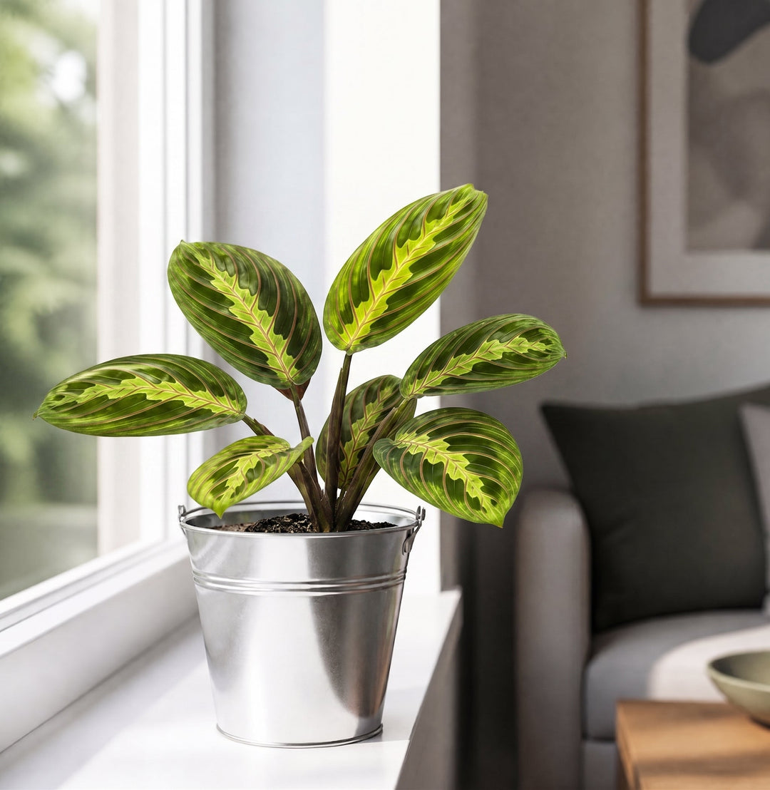 Maranta Lemon Lime Prayer Plant 12cm Pot – Variegated Indoor Houseplant The Rose Press Garden