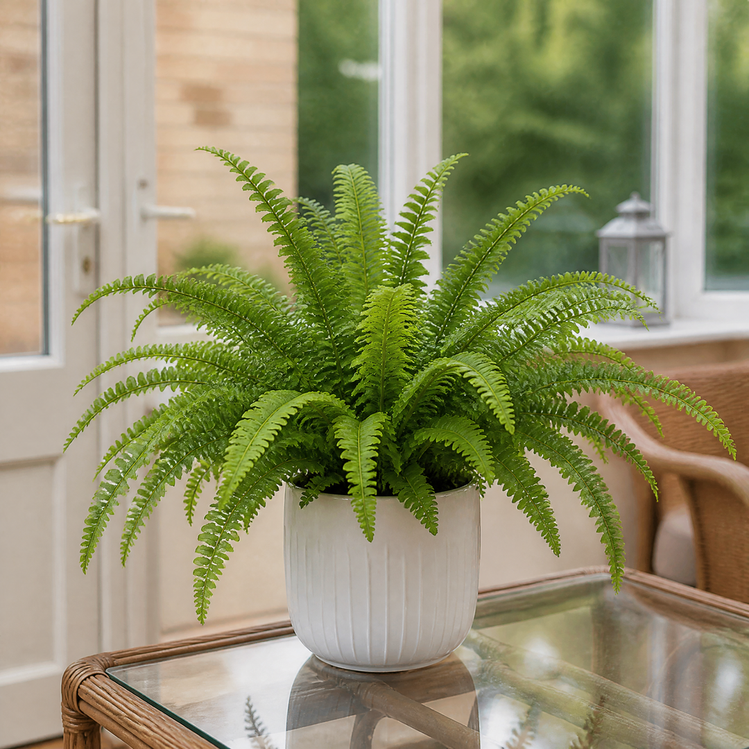 Nephrolepis Boston Fern in a Decorative Ceramic Pot Plants By Post UK