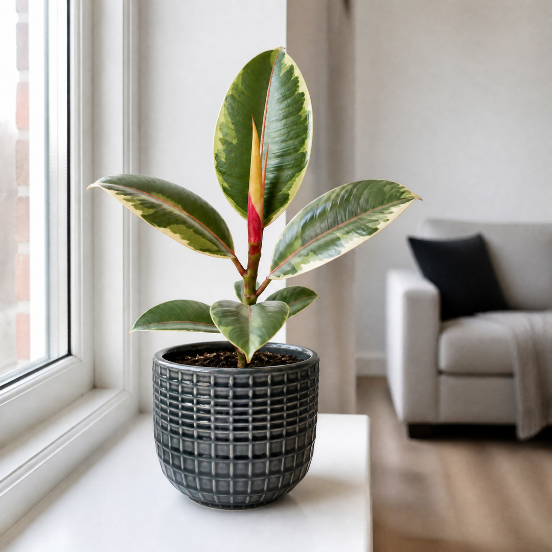 Ficus Belize Pink Rubber Plant 12cm Pot – Variegated Indoor Houseplant The Rose Press Garden