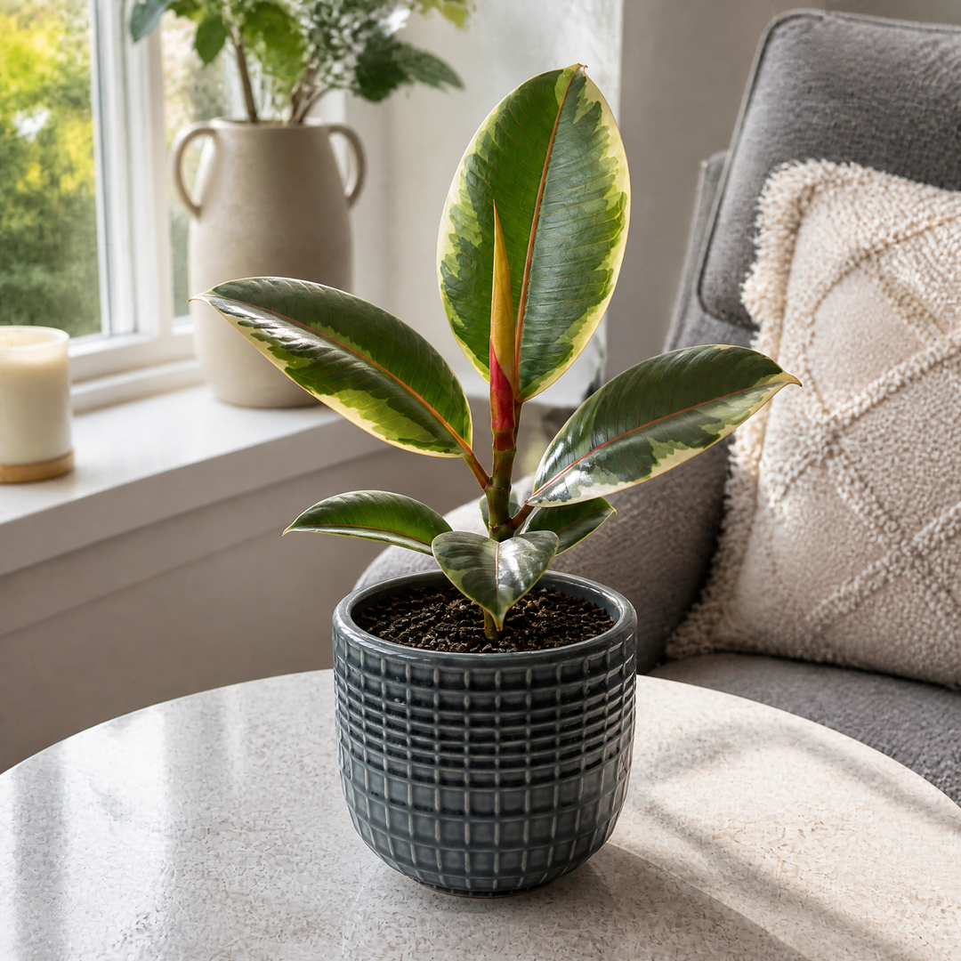 Ficus Belize Pink Rubber Plant 12cm Pot – Variegated Indoor Houseplant The Rose Press Garden