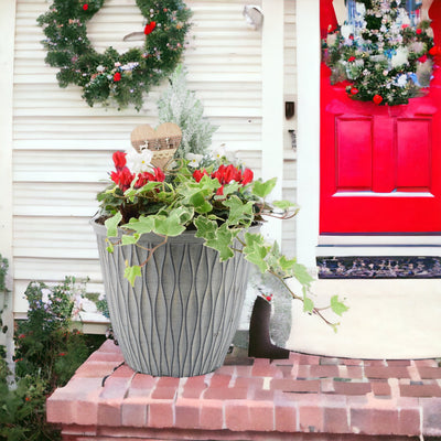 26cm Festive Outdoor Planted Container with Christmas Pick