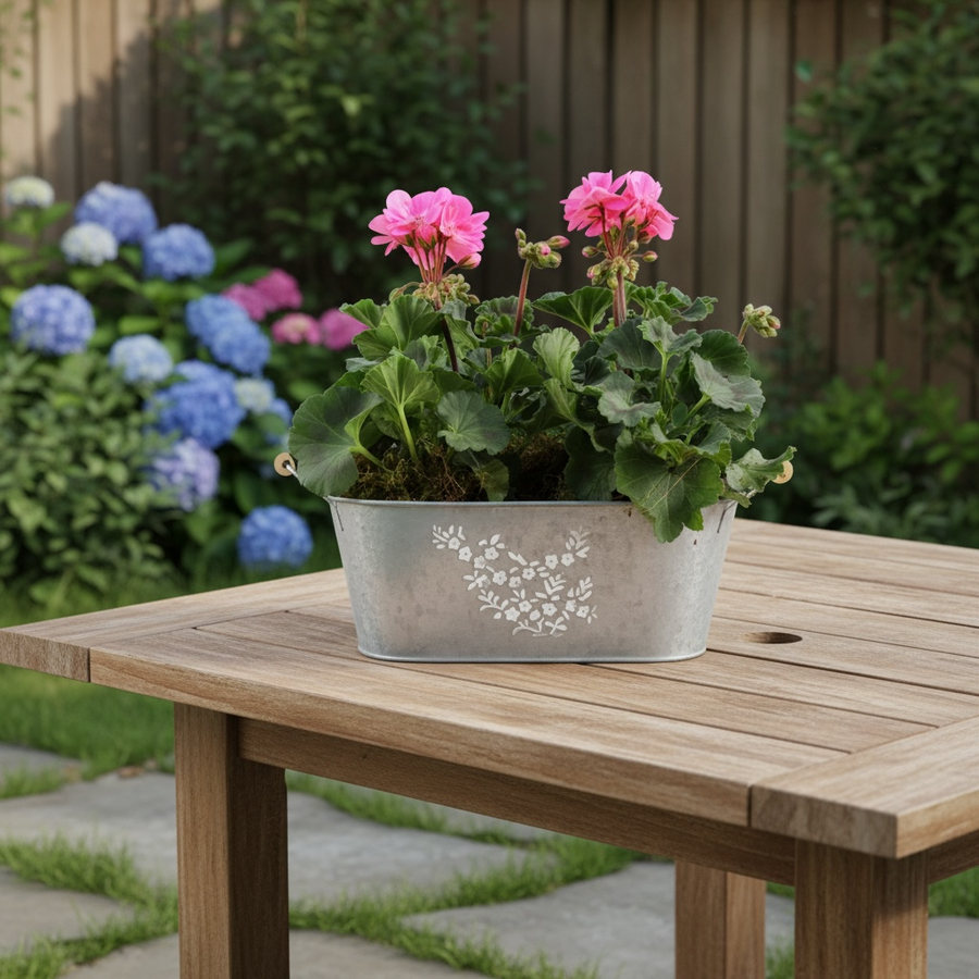 Zonal Geranium in Floral Trough - Vibrant Pink Garden Display Plants By Post