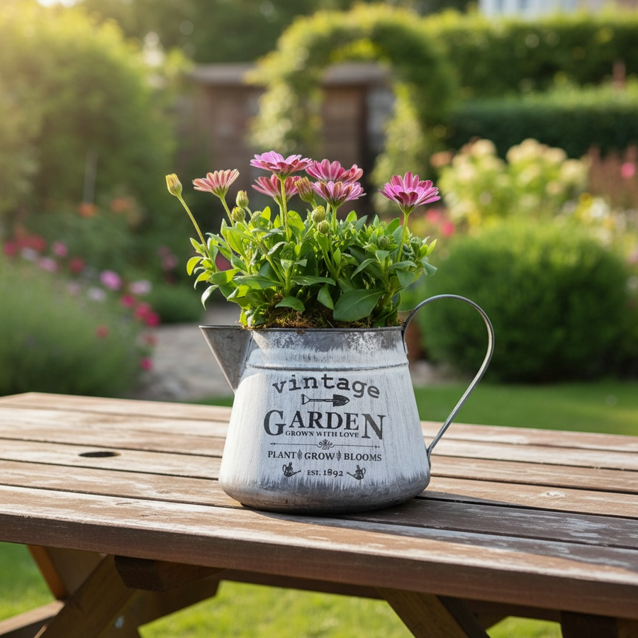 Vintage Jug with Osteospermum Pink - Charming Floral Garden Gift Plants By Post