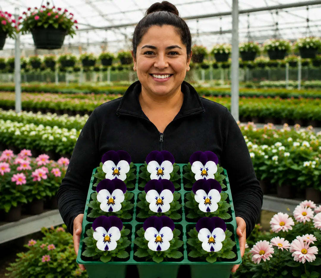 Viola Sorbet White Jump Up 9 Pack × 2 Spring & Autumn Bedding Plants Plants By Post