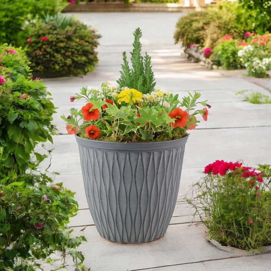 Vibrant Seasonal Planted Container – 26cm Decorative Outdoor Planter with Seasonal Flowers Plants By Post