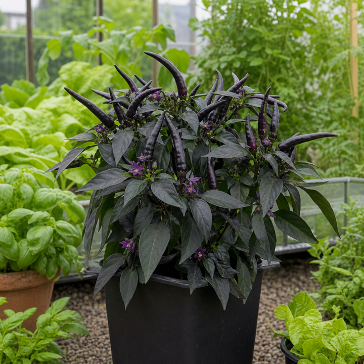 1 Zimbabwe Black Chilli Pepper Plant, Live Hot Pepper, Grow Your Own Chilli, 2Ltr Root Ball The Rose Press Garden