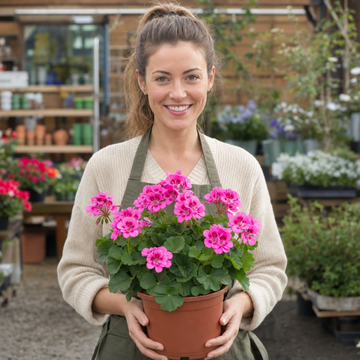 1 Large Plant - Geranium Calliope Hot Pink, Outdoor Garden Ready, 2L Pot The Rose Press Garden