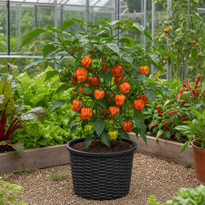 1 Scotch Bonnet Chilli Pepper Plant, Fresh Live Hot Pepper, Garden Ready, 2 Litre Root Ball The Rose Press Garden