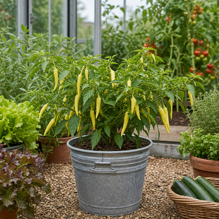 1 Hungarian Hot Wax Chilli Pepper Plant, Outdoor Garden Ready, Grow Your Own Chilli, 2Ltr Root Ball The Rose Press Garden