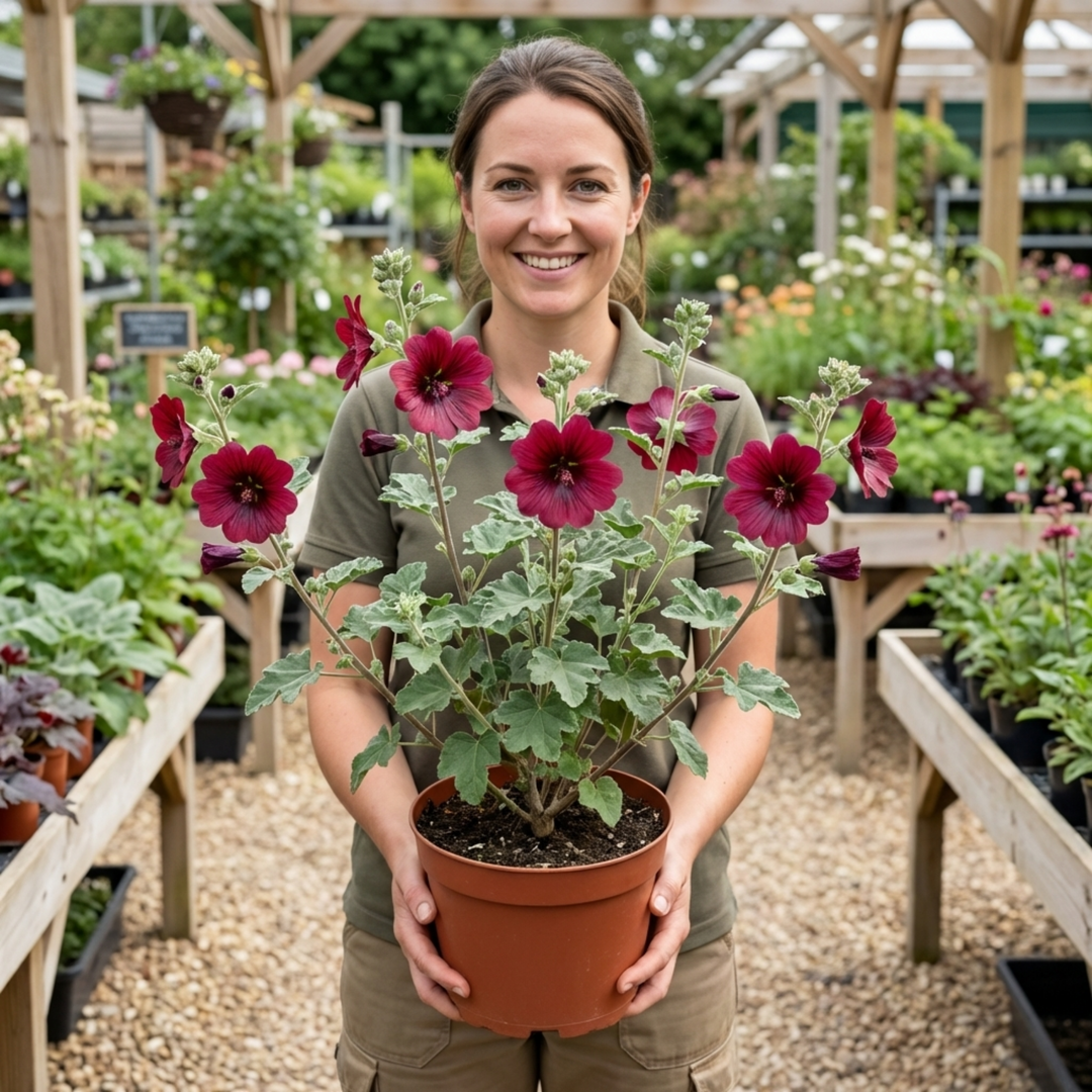 Lavatera Burgundy Wine - 2L Pot The Rose Press Garden