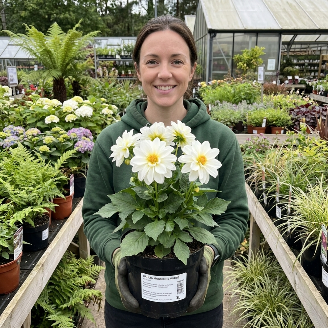 Dahlia Maggiore White Decorative Dahlia Plant 3L Pot