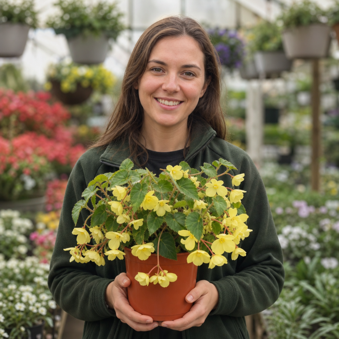 1 Large Plant - Begonia Fragrant Falls Lemon, Outdoor Garden Ready, 2L Pot The Rose Press Garden
