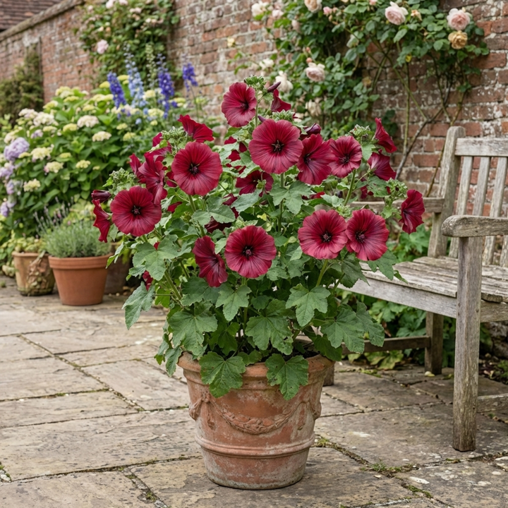 Lavatera Burgundy Wine - 2L Pot The Rose Press Garden