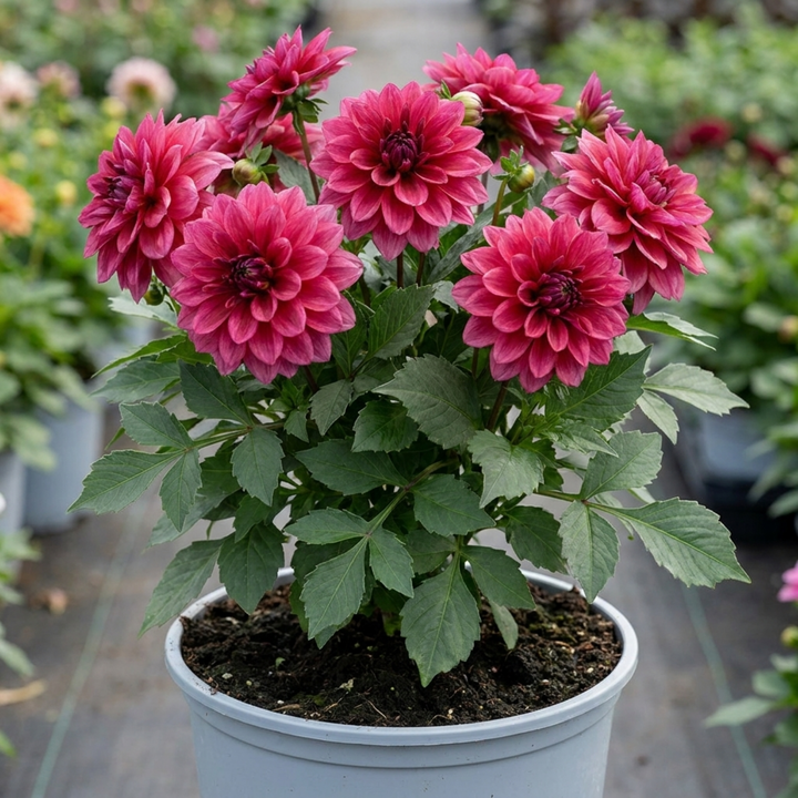 Dahlia Maggiore Deep Rose Summer Flowering Plant 3L Pot