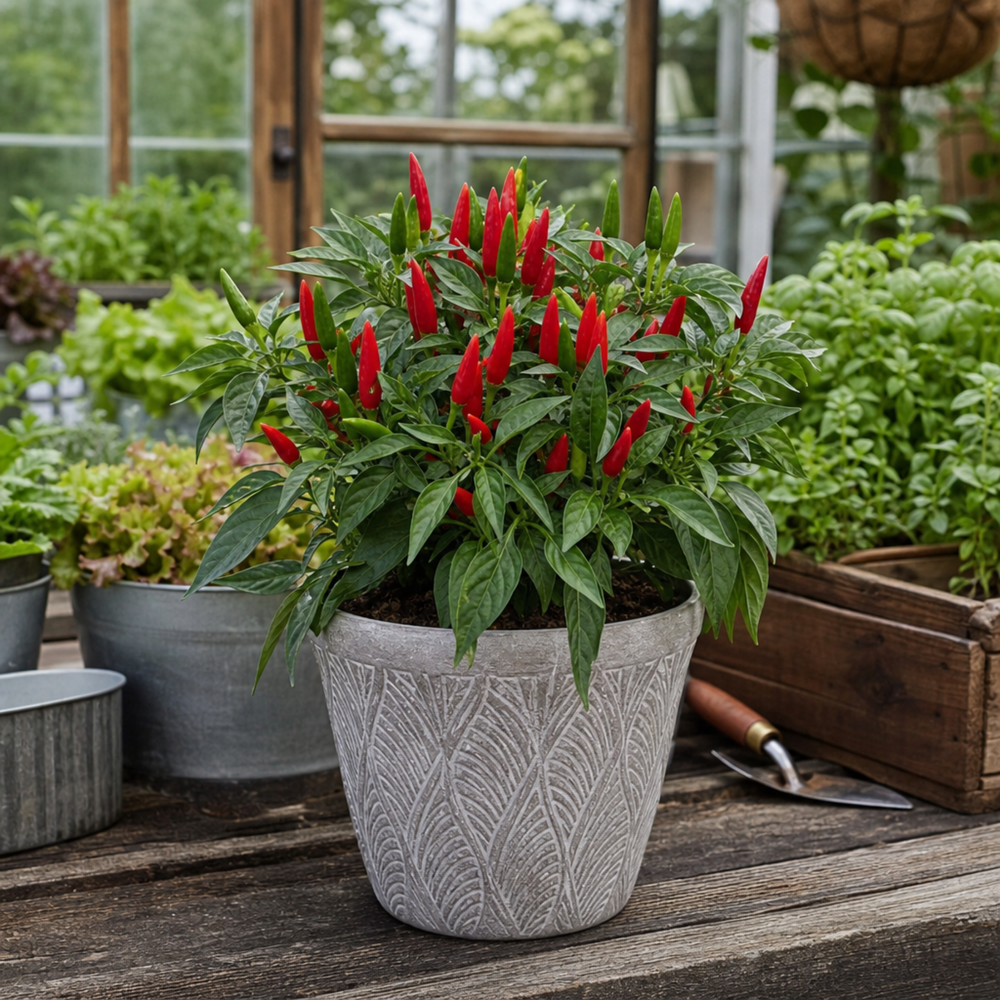 1 Apache Chilli Pepper Plant, Live Hot Pepper, Patio Ready, Grow Your Own Chilli, 2Ltr Root Ball The Rose Press Garden