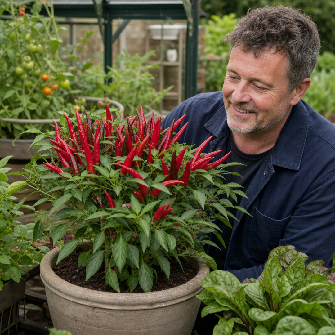 1 Apache Chilli Pepper Plant, Live Hot Pepper, Patio Ready, Grow Your Own Chilli, 2Ltr Root Ball The Rose Press Garden
