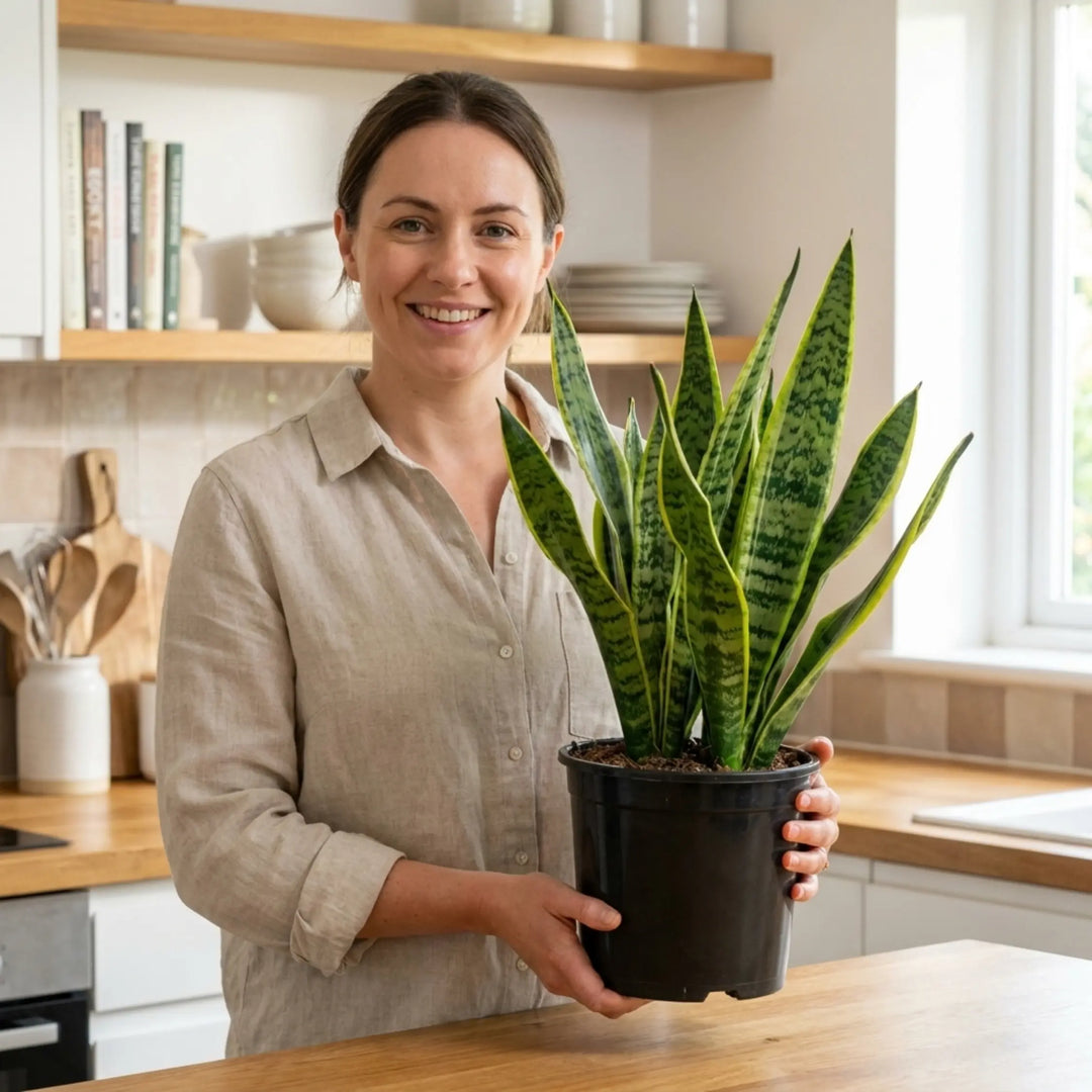 1 Sansevieria Snake Plant, Live Indoor Air Purifying Houseplant, Low Maintenance, Easy Care, 17cm Root Ball Plants By Post