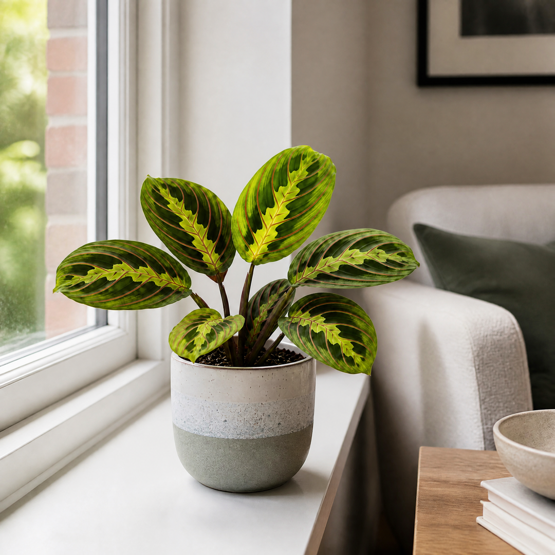Maranta Lemon Lime Prayer Plant 12cm Pot – Variegated Indoor Houseplant The Rose Press Garden
