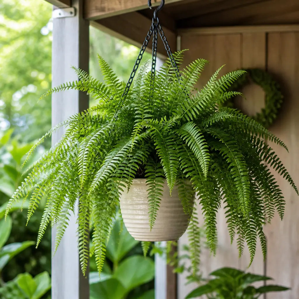 Nephrolepis Hanging Basket Boston Fern 19cm Pot – Easy Care Pet Friendly Indoor Houseplant Plants By Post