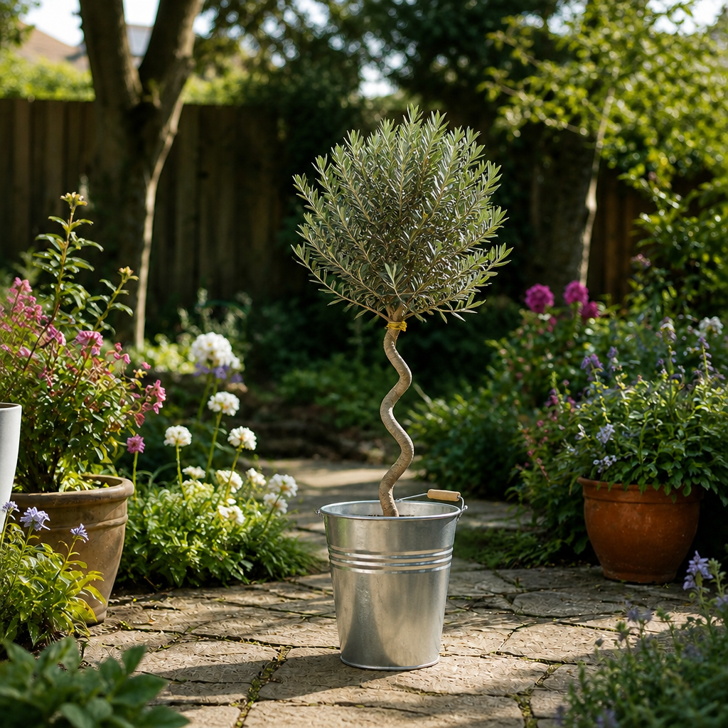 5L Spiral Olive Tree 100/110cm Tall Evergreen Mediterranean Tree