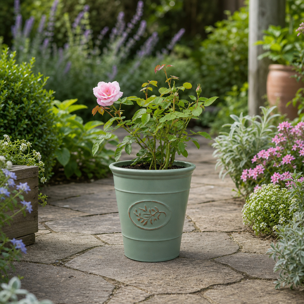 3L Pink Patio Rose Outdoor Garden Rose in Decorative Pot
