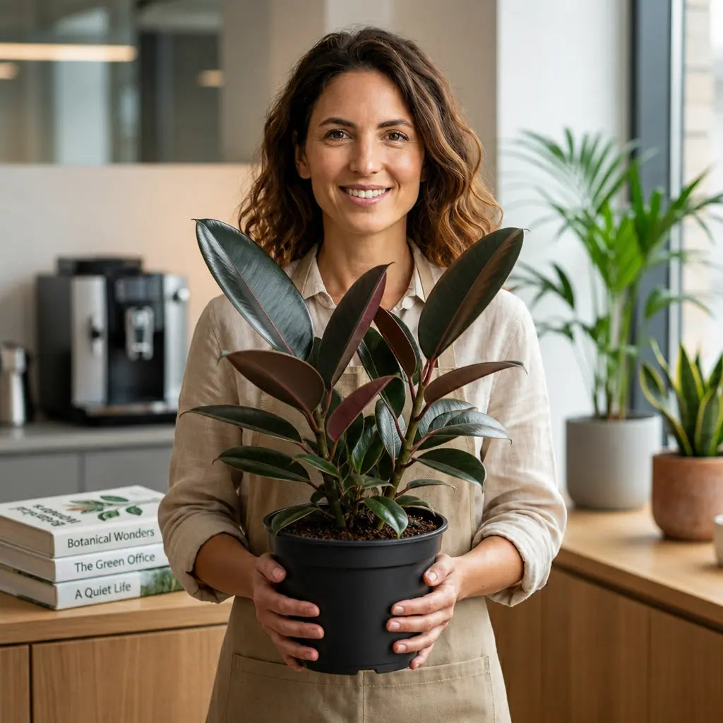 Ficus Abidjan Rubber Plant 5L – Dark Burgundy Indoor Houseplant Plants By Post