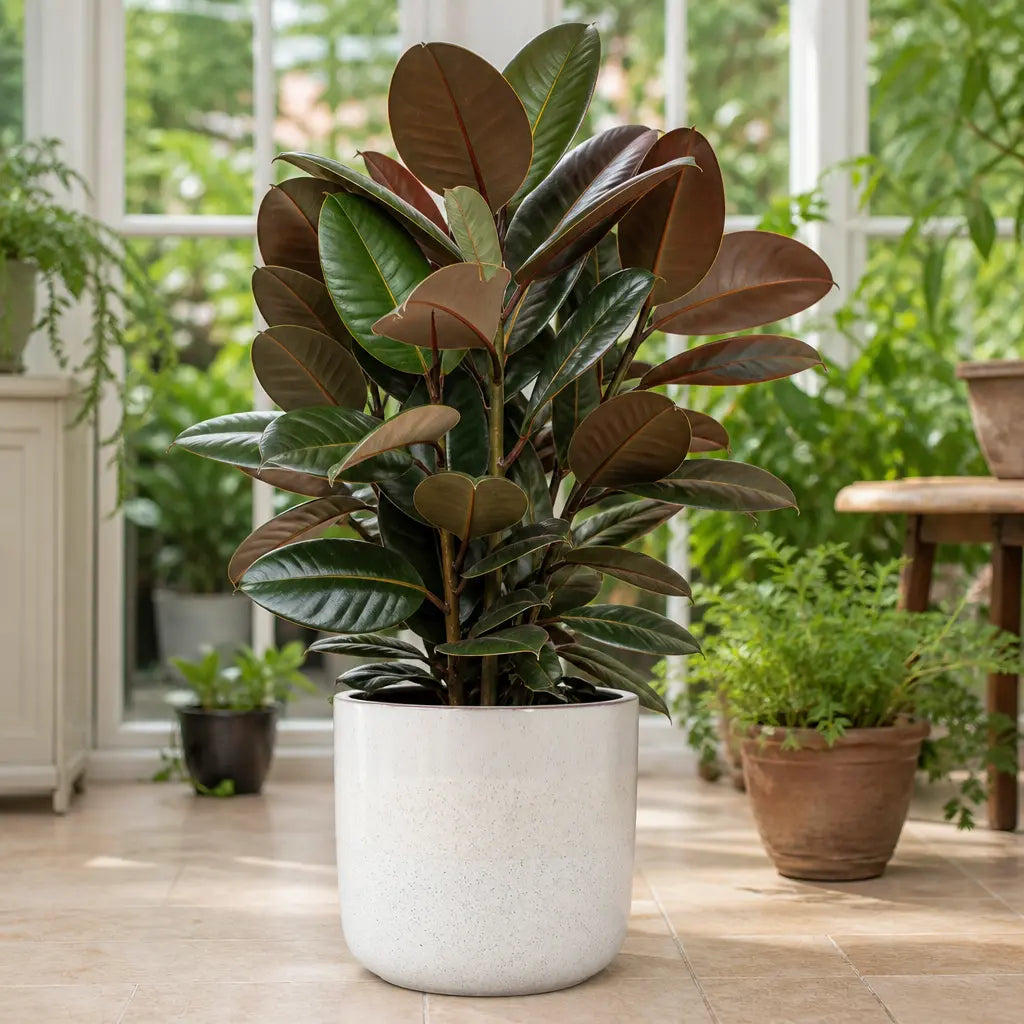 Ficus Abidjan Rubber Plant 5L – Dark Burgundy Indoor Houseplant Plants By Post