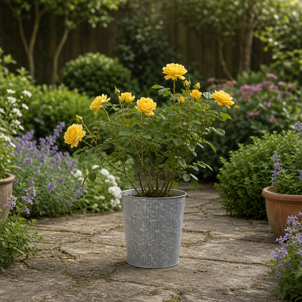 3L Yellow Patio Rose Outdoor Flowering Plant in Decorative Pot