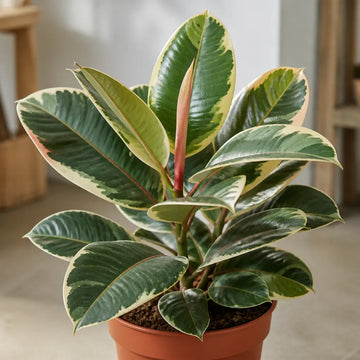 Ficus Tineke Rubber Plant – Elegant Variegated Green and Cream Indoor Houseplant Plants By Post