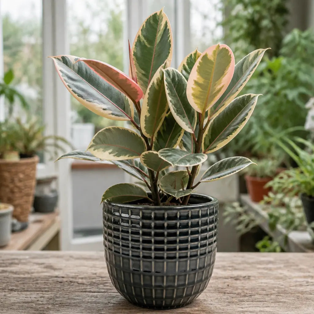 Ficus Tineke Rubber Plant – Elegant Variegated Green and Cream Indoor Houseplant Plants By Post