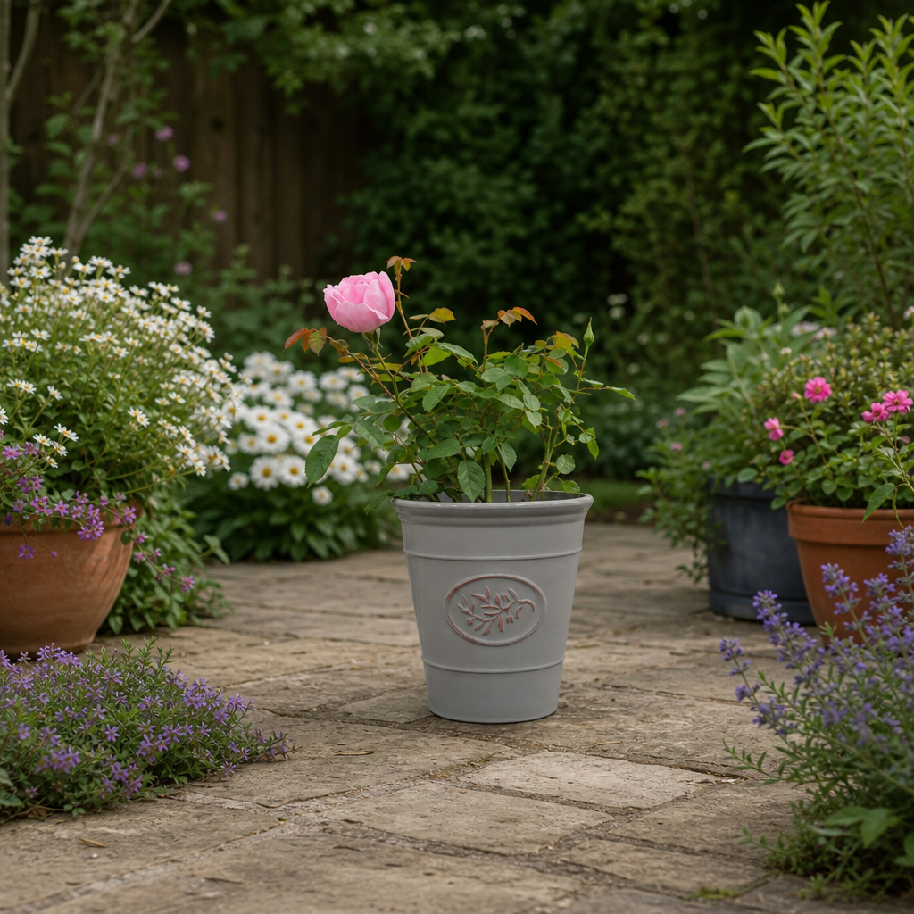 3L Pink Patio Rose Outdoor Garden Rose in Decorative Pot