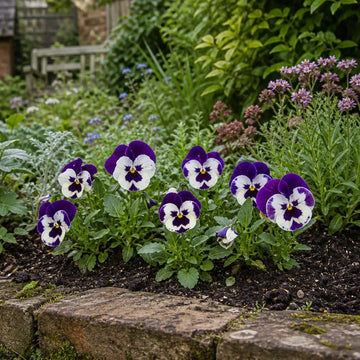Pansy Delta Pro Violet & White 9 Pack × 2 Spring & Autumn Bedding Plants Plants By Post