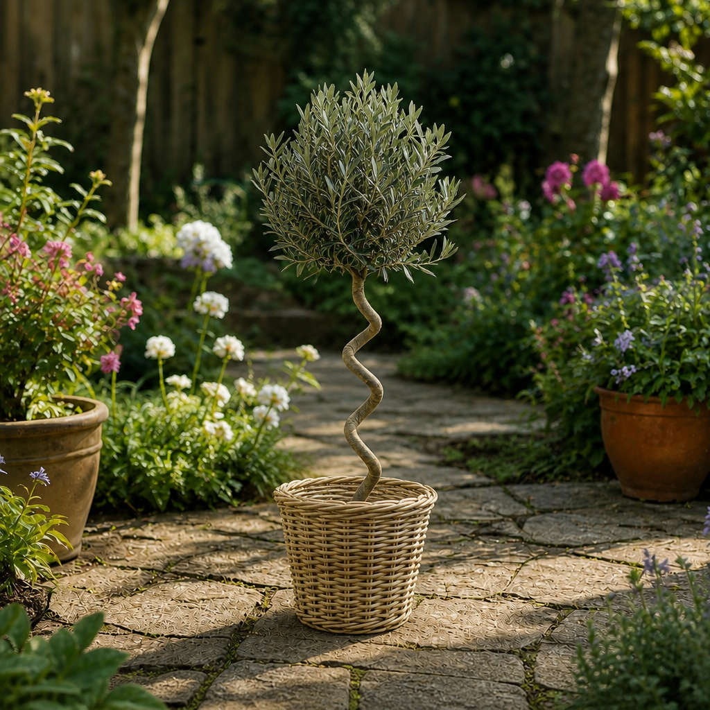 5L Spiral Olive Tree 100/110cm Tall Evergreen Mediterranean Tree