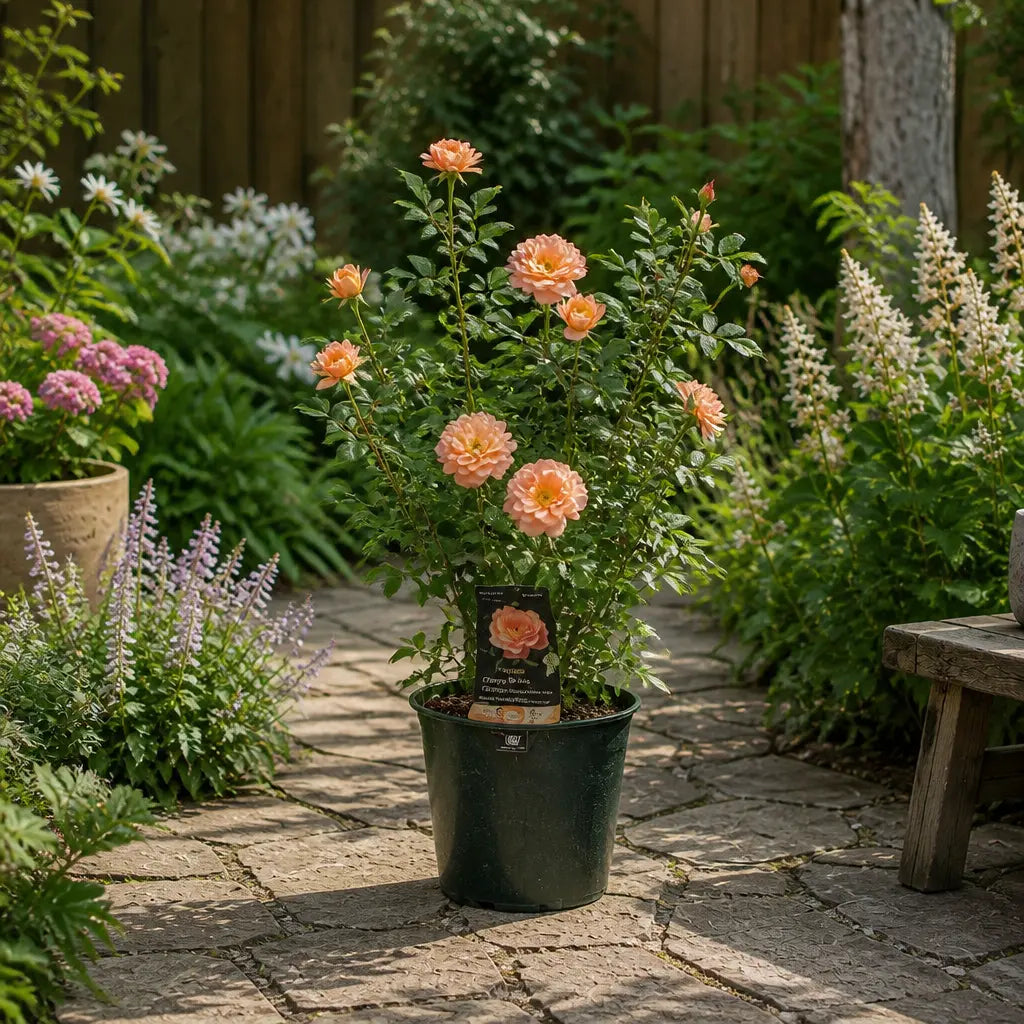 3L Happy Birthday Peach Rose Bush - Beautiful Flowering Plant Gift Plants By Post