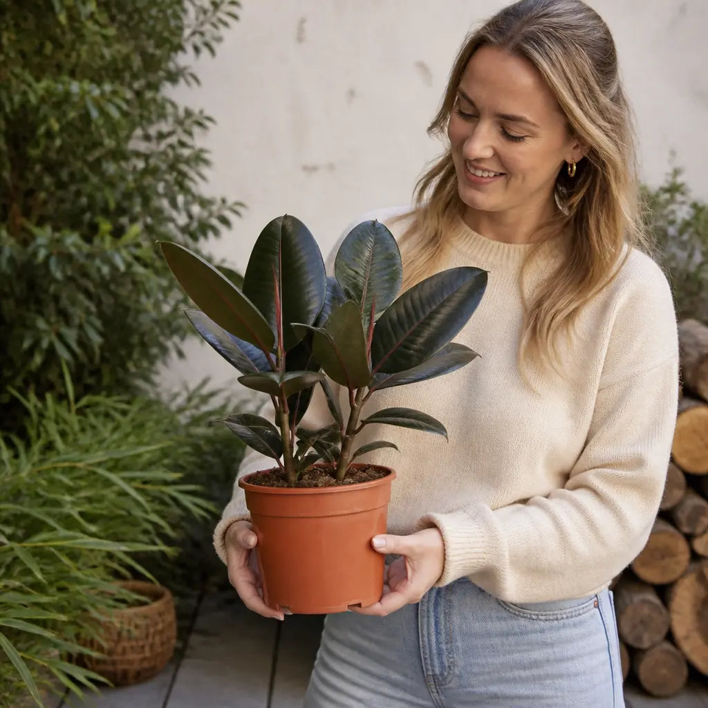 Ficus Abidjan Rubber Plant 21cm Pot – Large Indoor Houseplant Plants By Post
